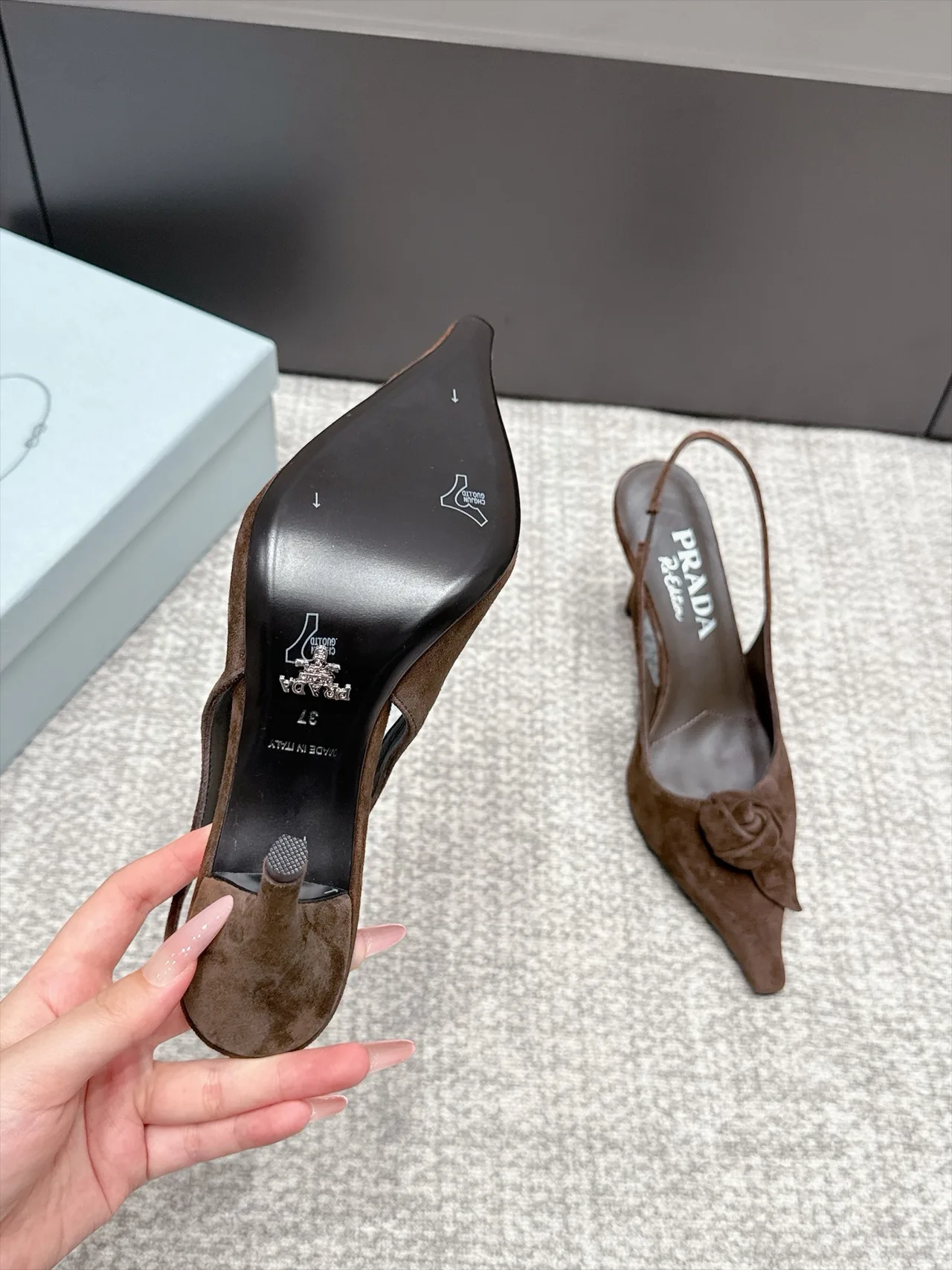 Prada Bow Slingback Pumps in Brown · view 8