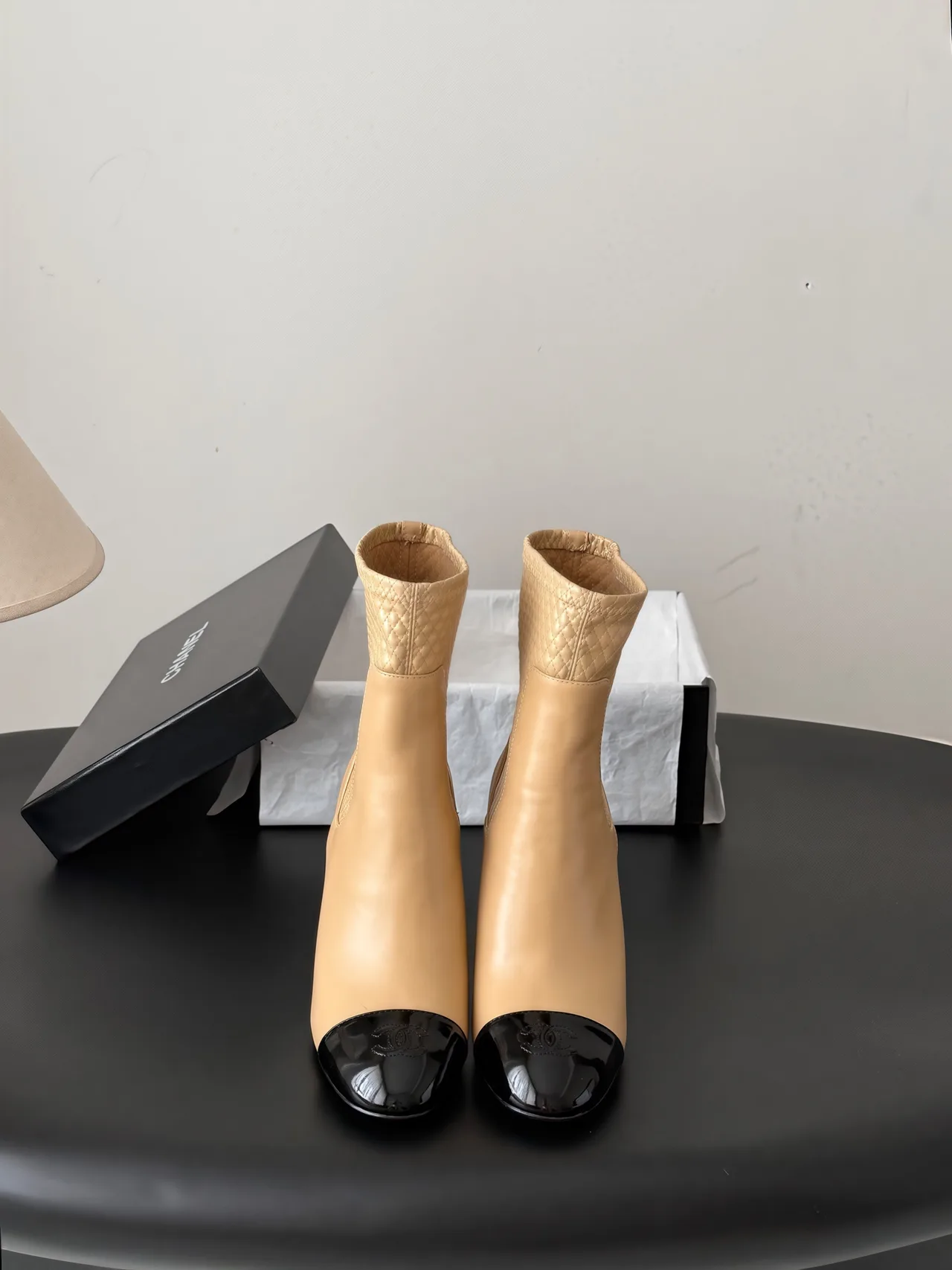 Chanel Cowhide Boots in Beige · view 1
