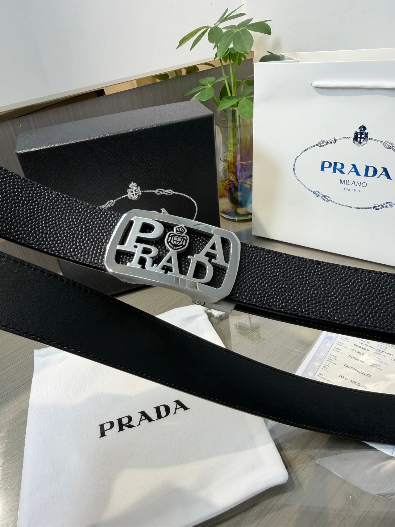 Prada Calfskin Belt in Black · view 4