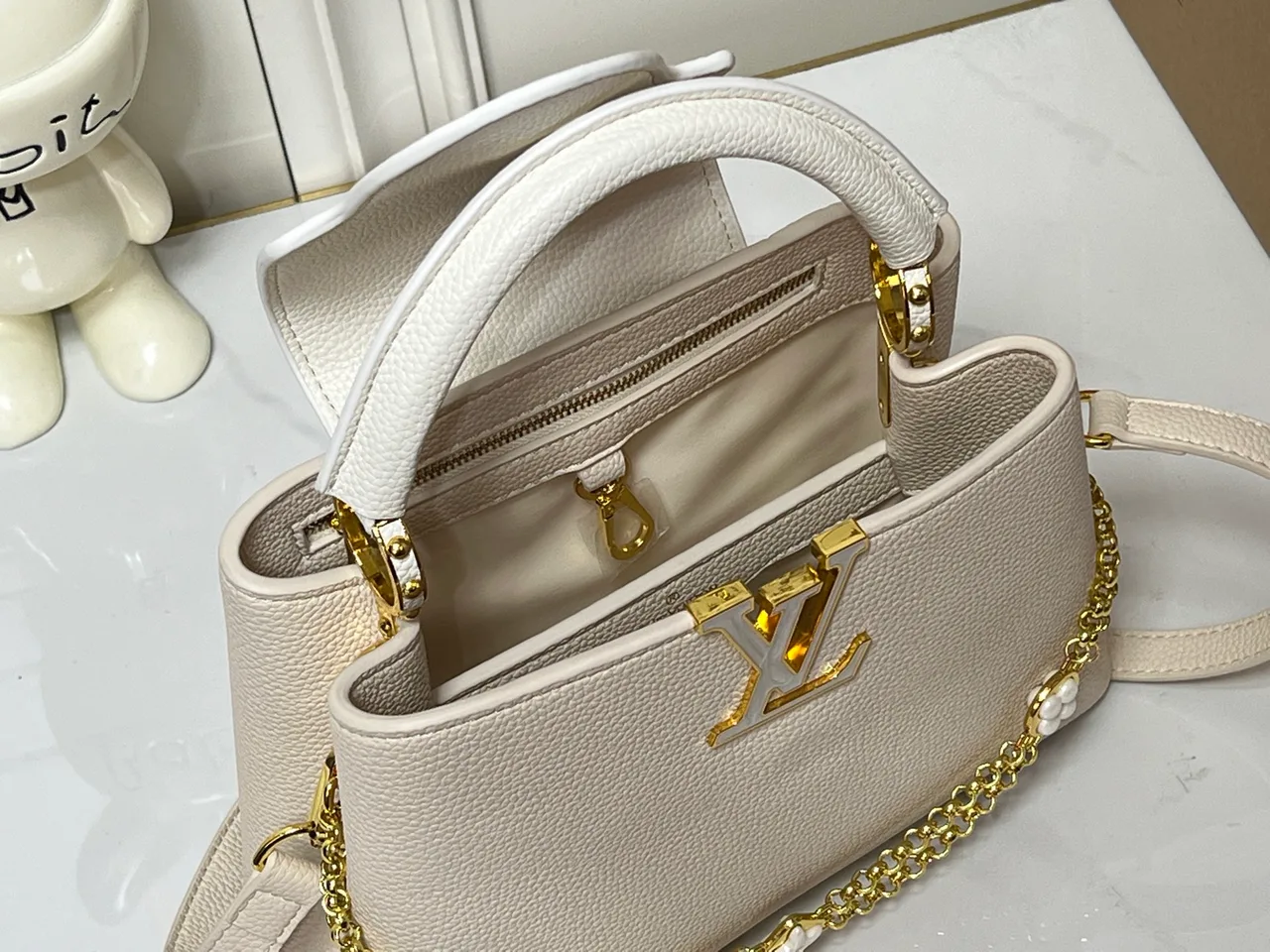 Louis Vuitton Cowhide Smooth Top-Handle Bag in White · view 8
