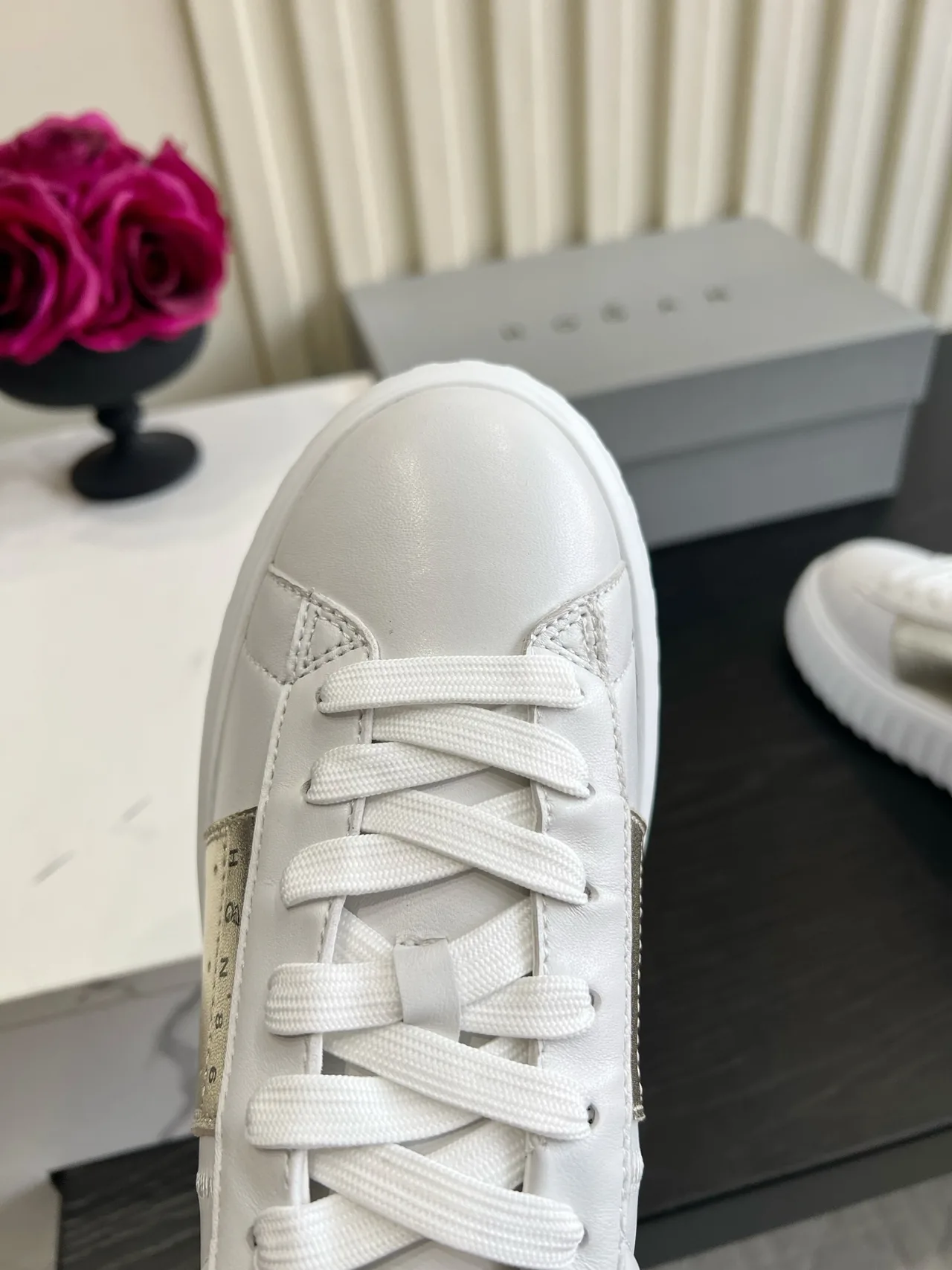 Hogan Cowhide Lace-Up Sneakers in White · view 7