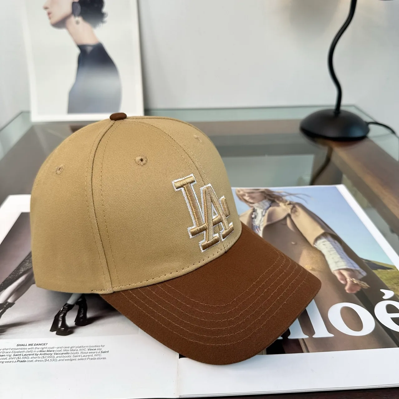 LA Letter Colorblock Baseball Cap in Brown · view 2