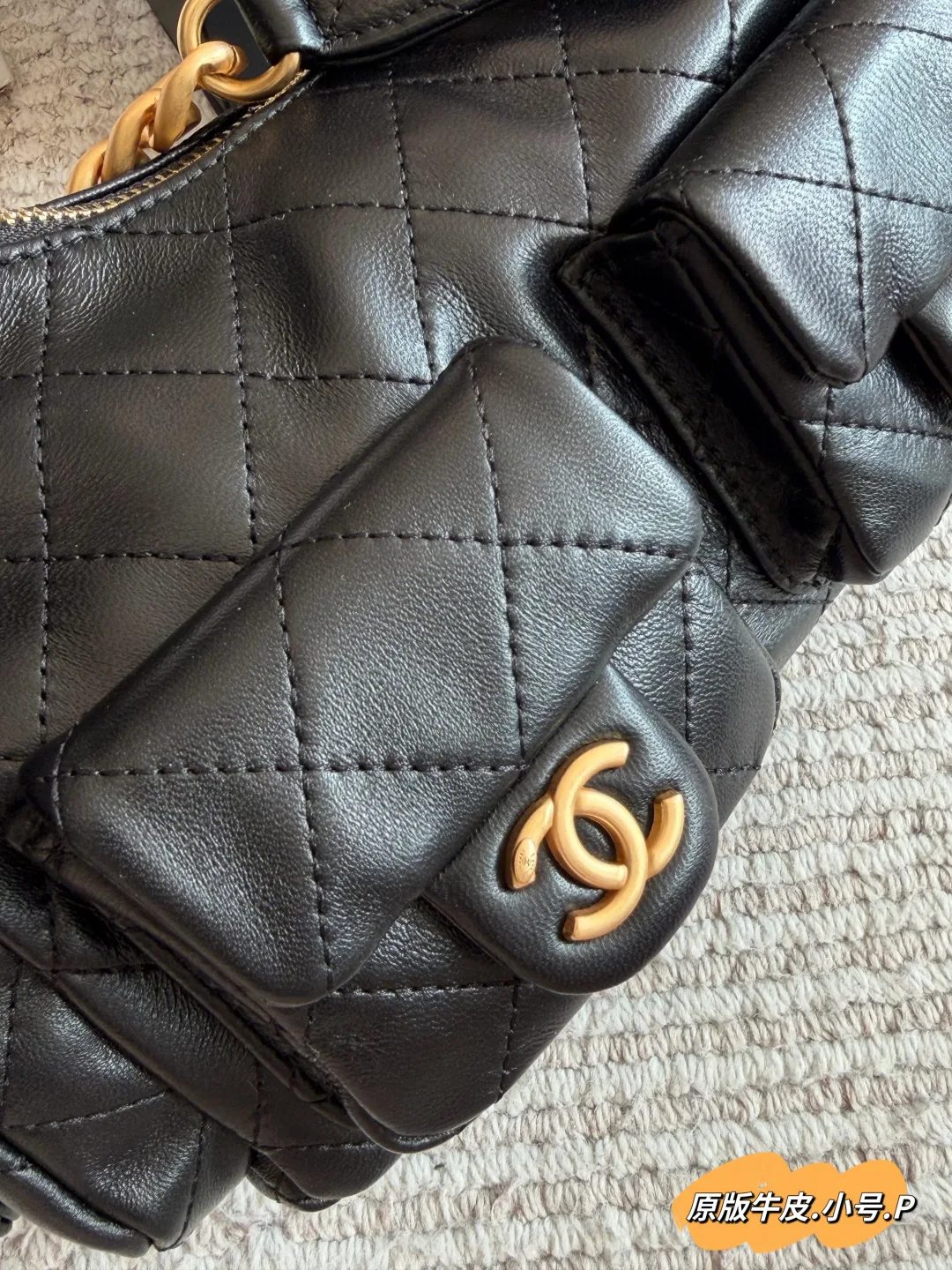 Chanel Calfskin Multi-Pocket Hobo Bag in Black · view 7