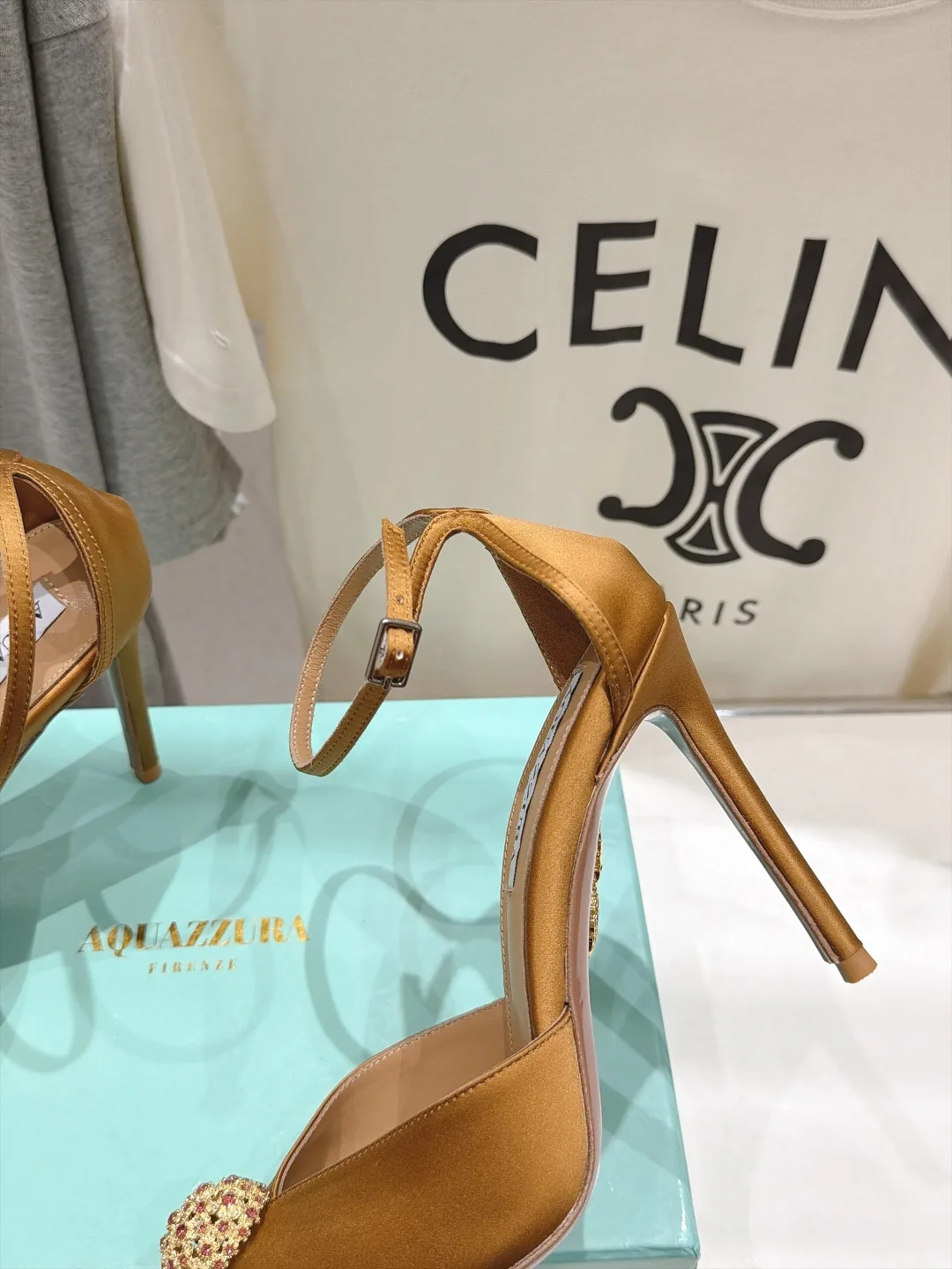 Aquazzura Silk Glossy Pointed-Toe Pointed Slingback Pumps in Yellow · view 7