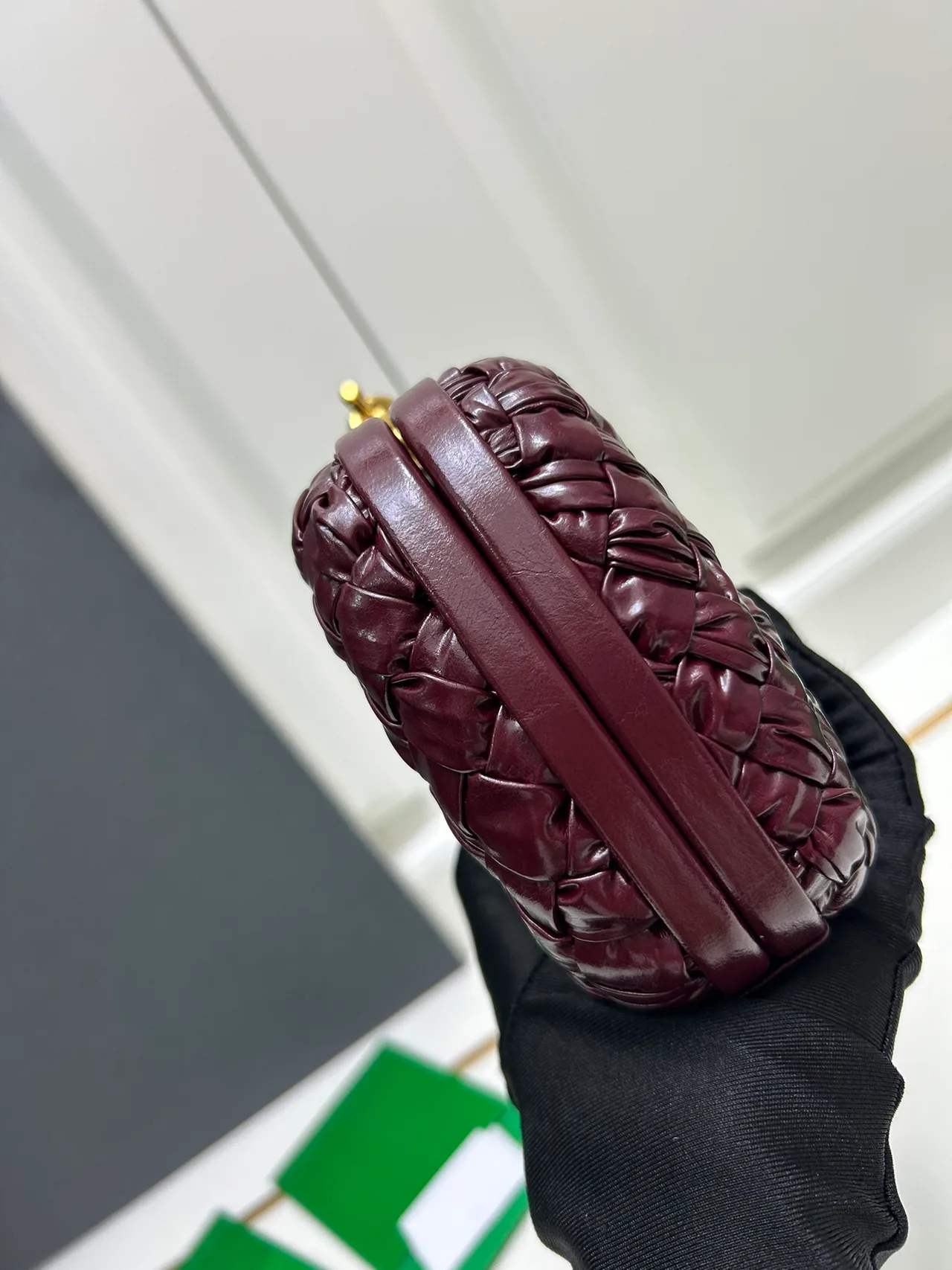 Bottega Veneta Woven Clutch in Burgundy · view 6