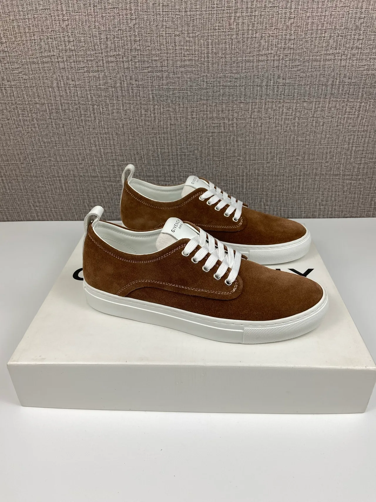 Givenchy Cowhide Suede-Look New City Sneakers in Brown · view 4