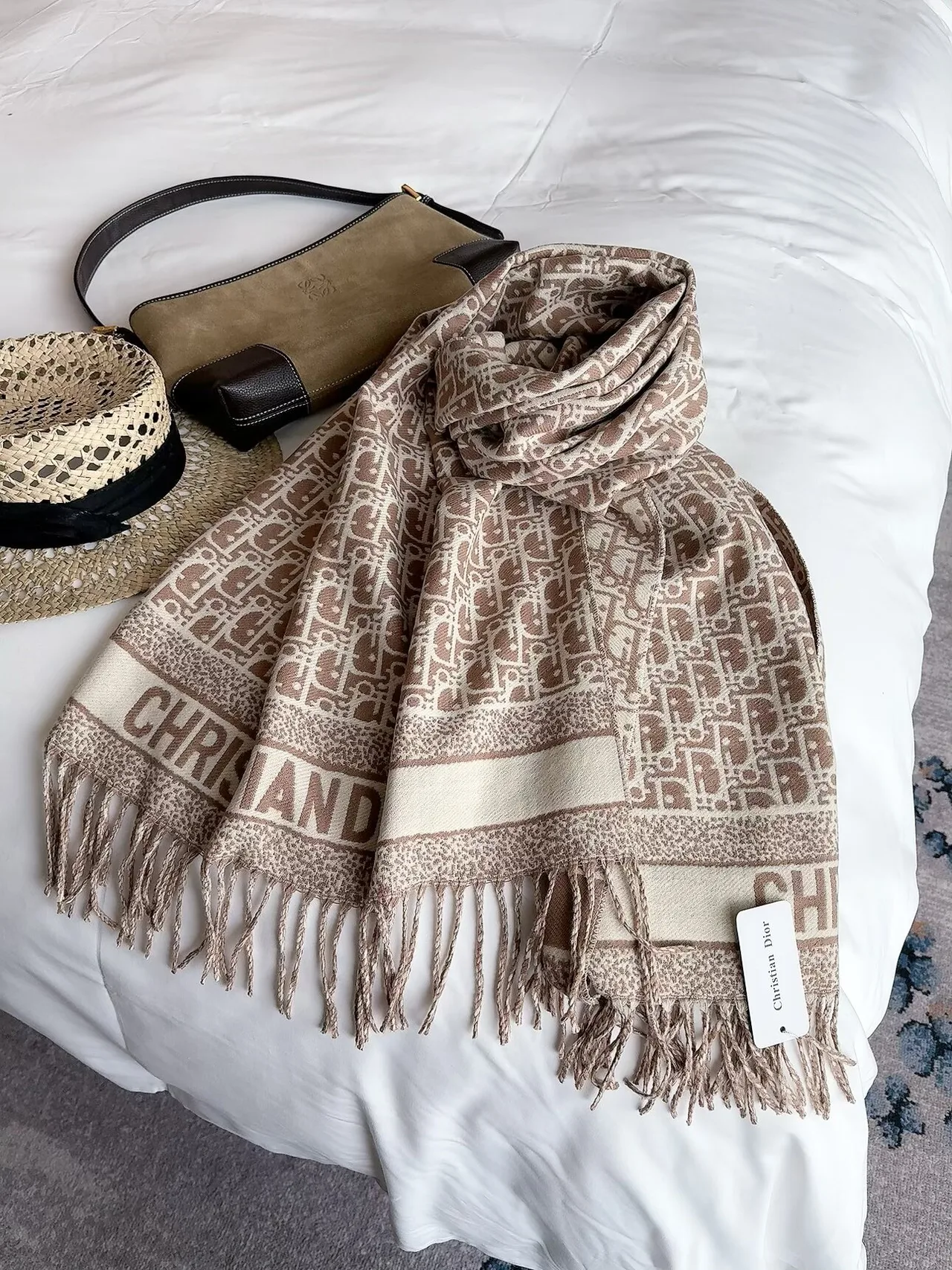 Dior Cashmere Scarf in Beige · view 1