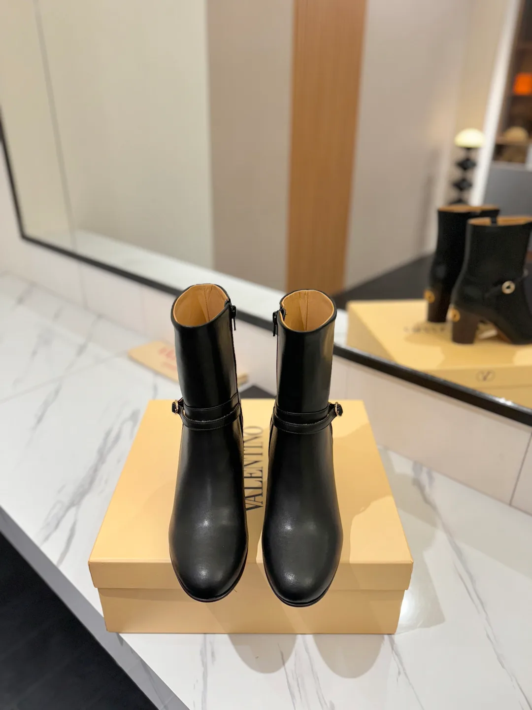 Valentino Calfskin Boots in Black · view 3