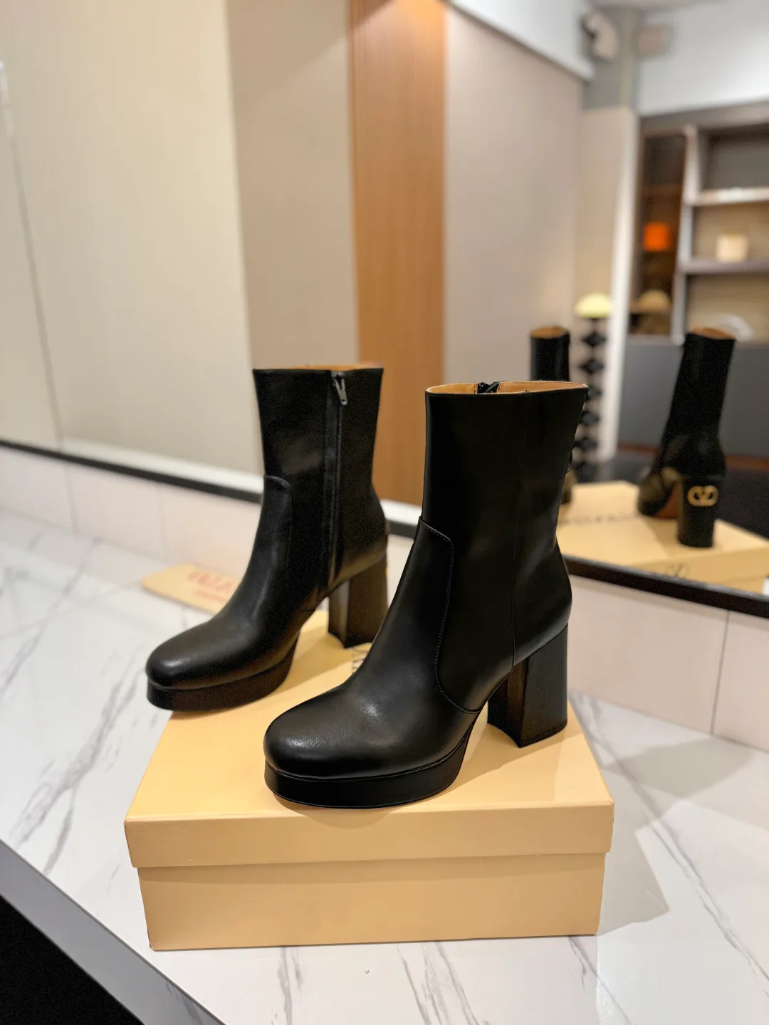 Valentino Cowhide Boots in Black · view 2