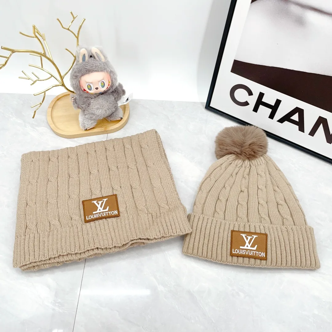Louis Vuitton Wool Beanie and Scarf Set in Beige · view 1