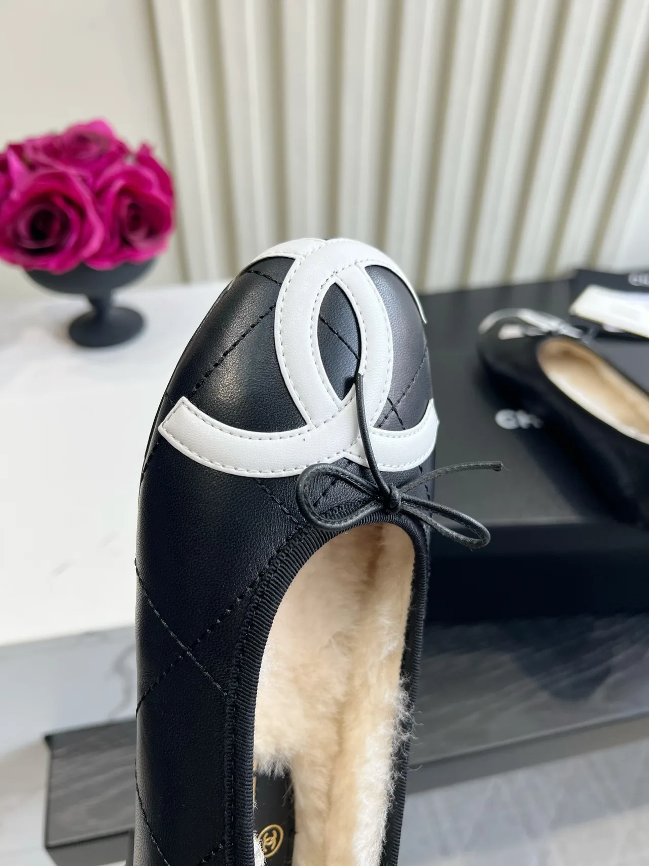 Chanel Sheepskin Quilted Flats in Black · view 7