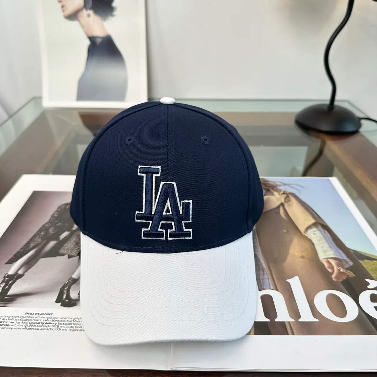 LA Letter Colorblock Baseball Cap in Grey & Brown & Black & Blue · view 2