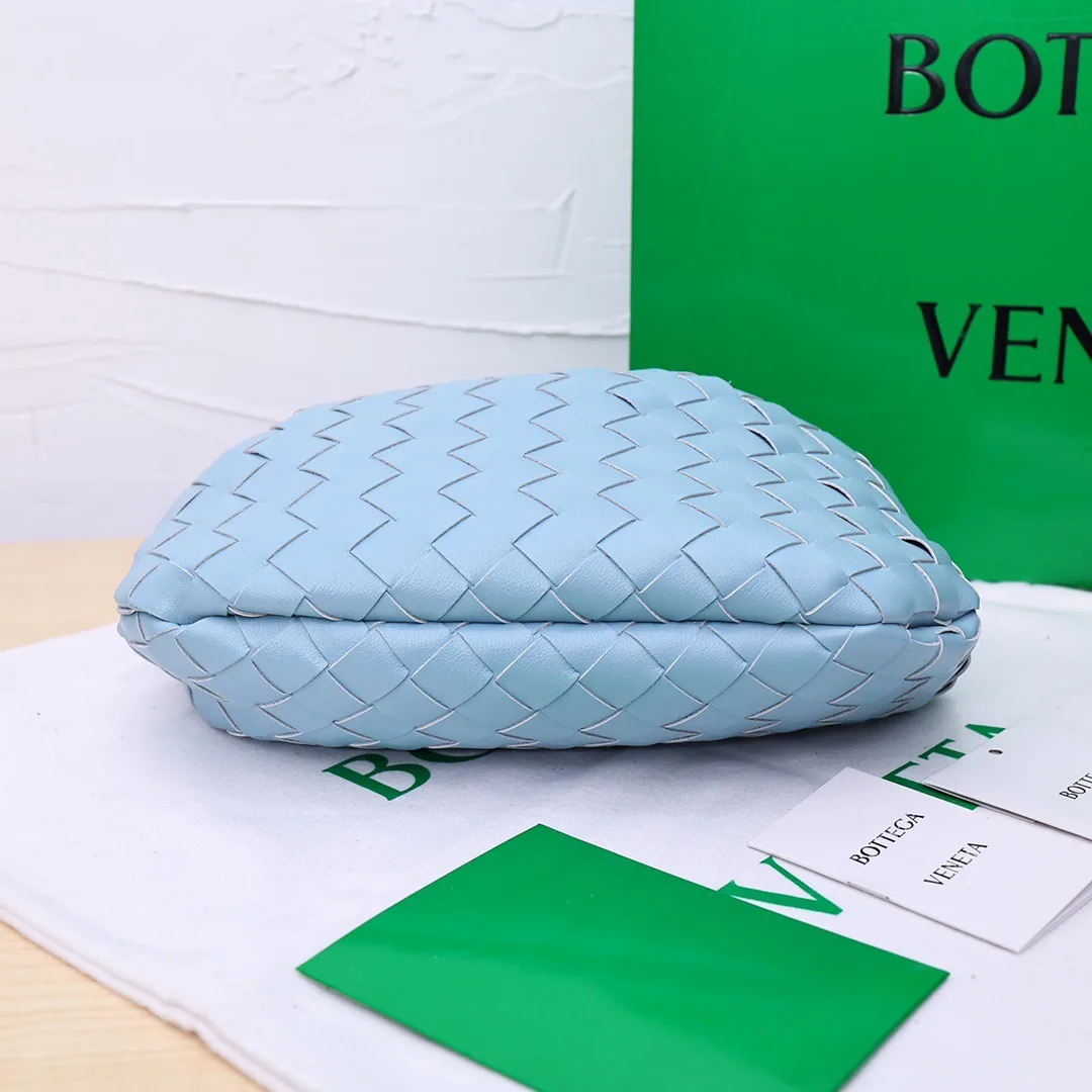 Bottega Veneta Sheepskin Woven Glossy Hobo Bag in Blue · view 4