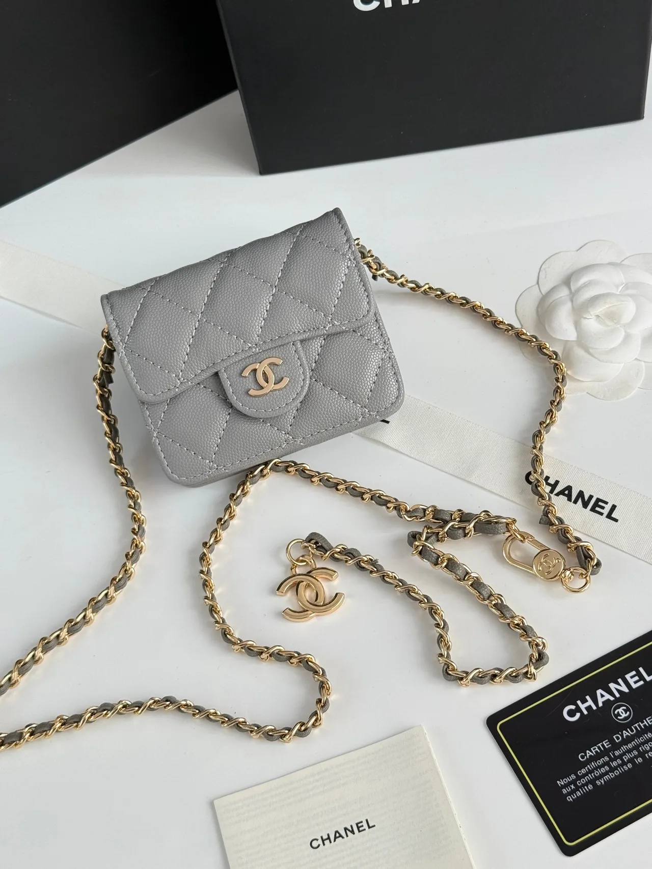 Chanel Quilted Wallet in Grey · view 2