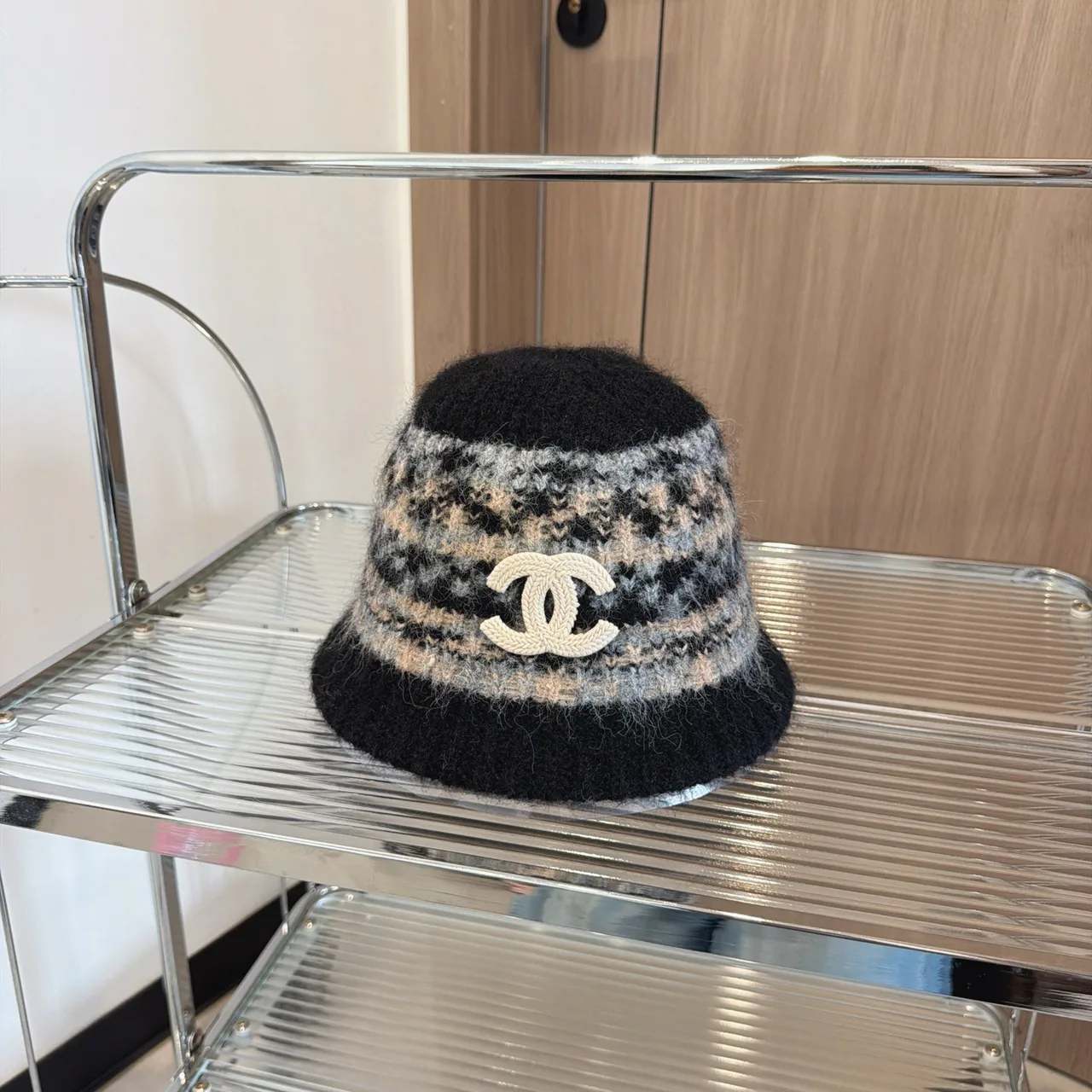 Chanel Pattern knit bucket hat in Red & Beige & White & Black & Brown · view 4