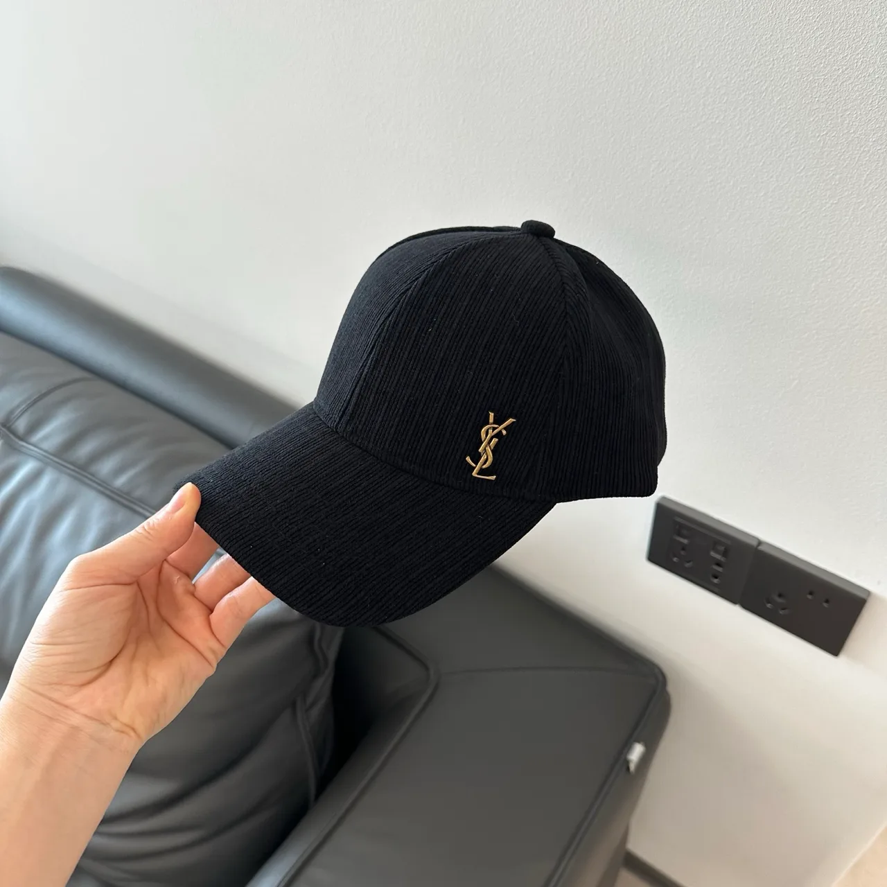Saint Laurent Baseball Cap in Black & Brown & Grey · view 1