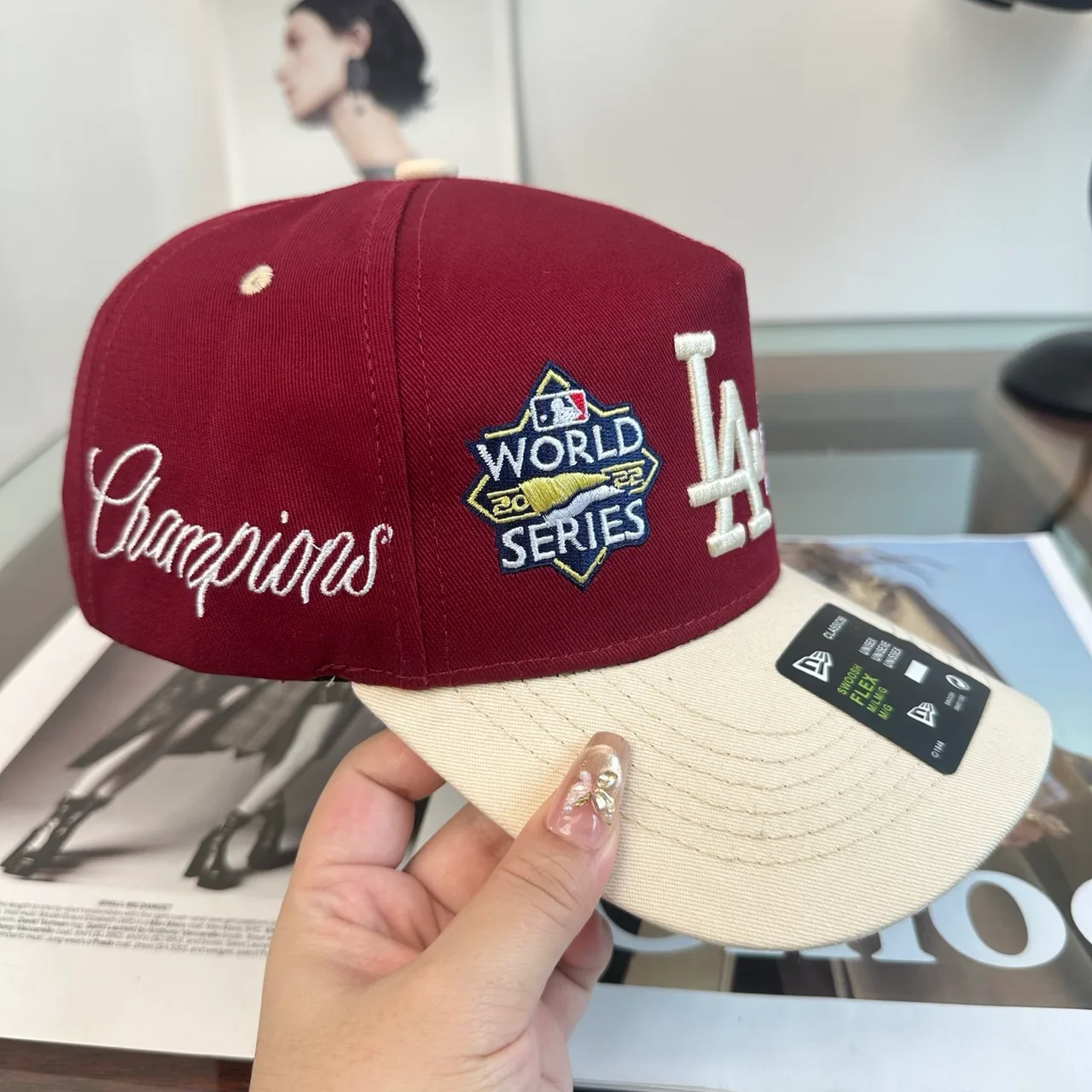 New Era Embroidered Baseball Cap in Burgundy · view 6