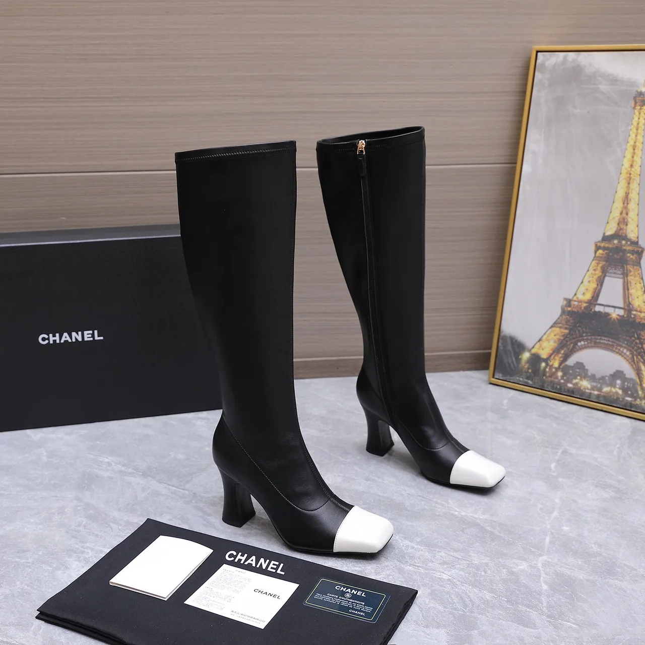 Chanel Cowhide Knee-High Boots in Black · view 1