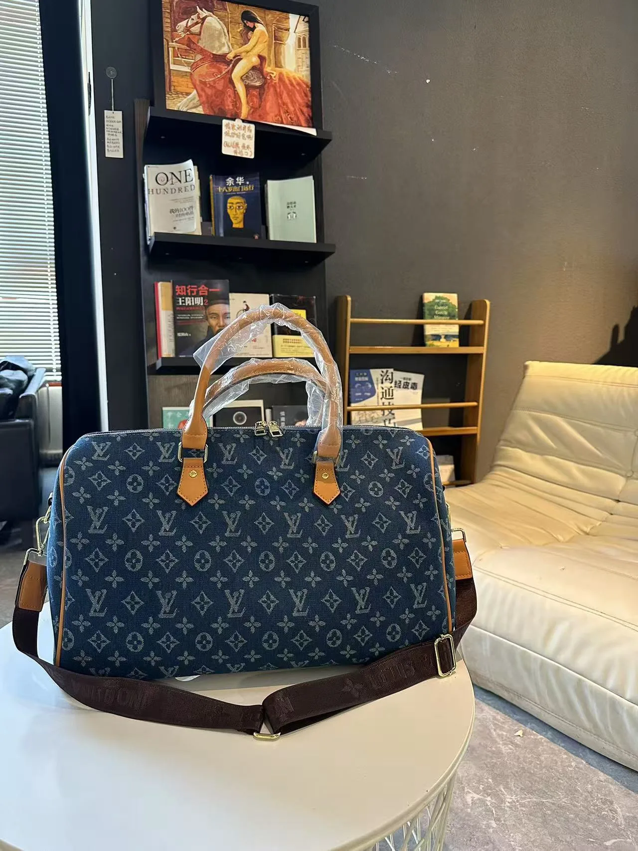 Louis Vuitton Denim Speedy Bag in Blue / White · view 1