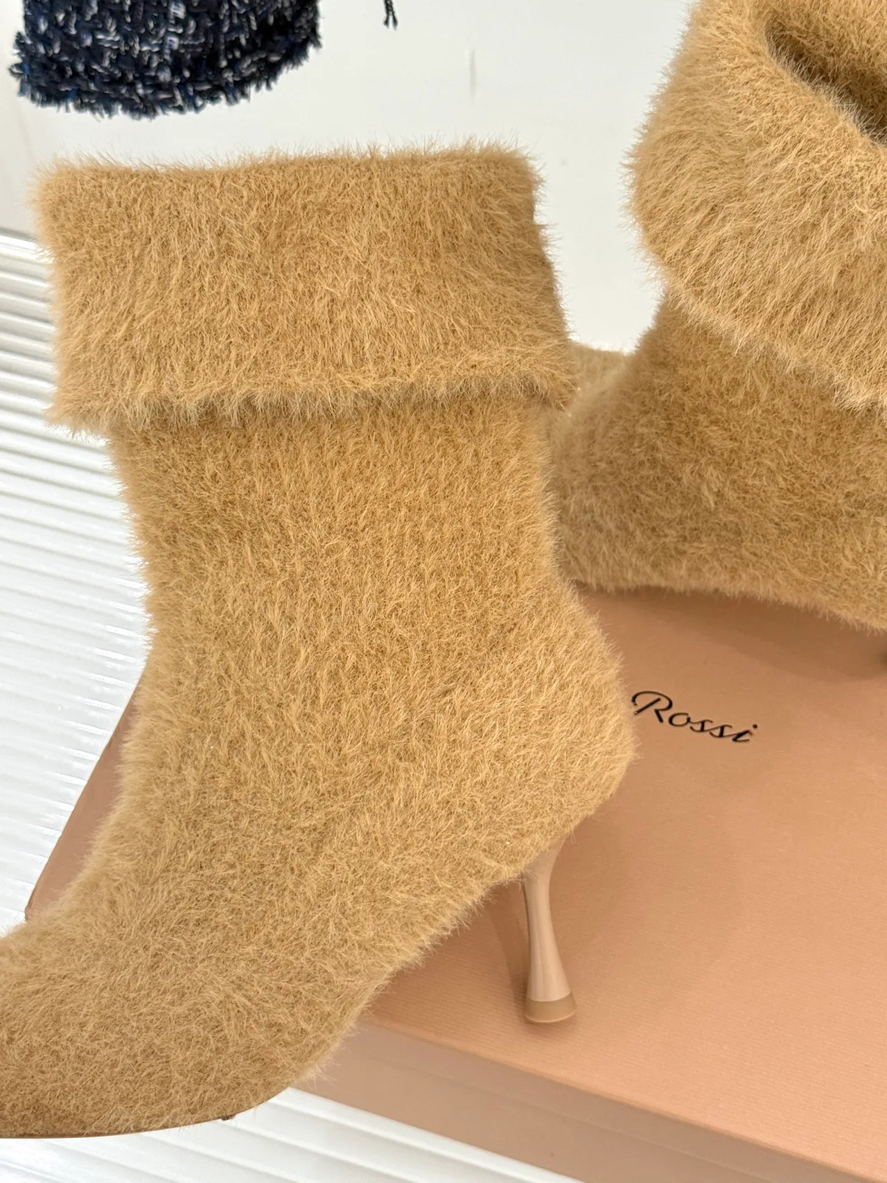 Gianvito Rossi Wool Fuzzy Ankle Boots in Beige · view 7