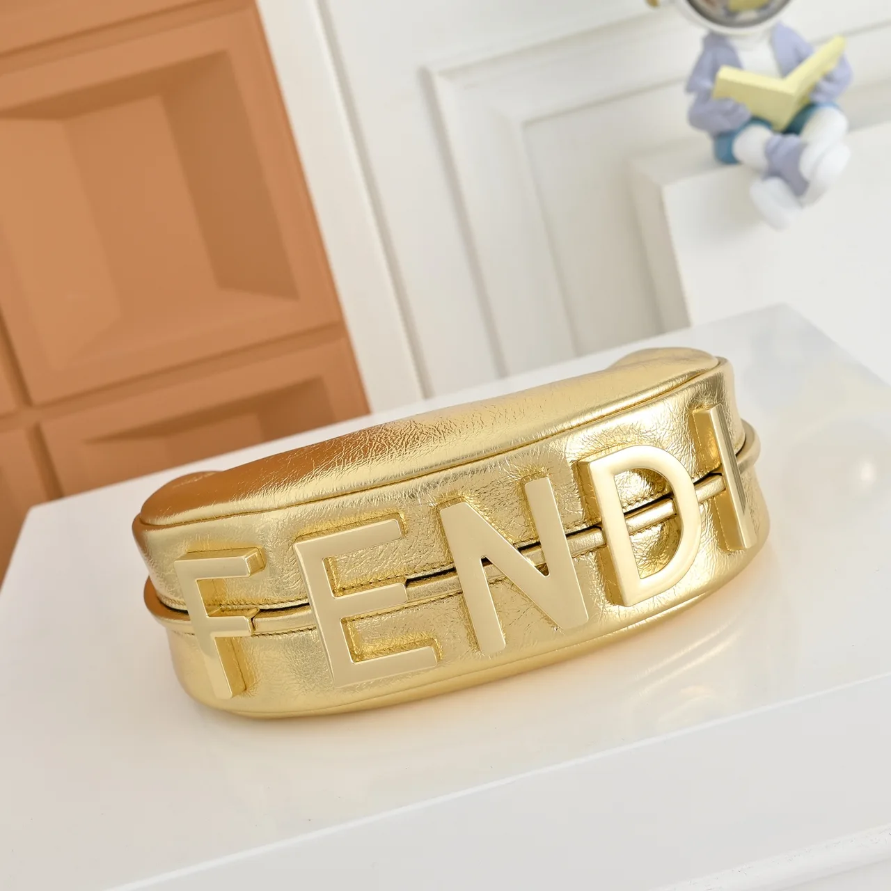 Fendi Crescent Shoulder Bag in Gold · view 5