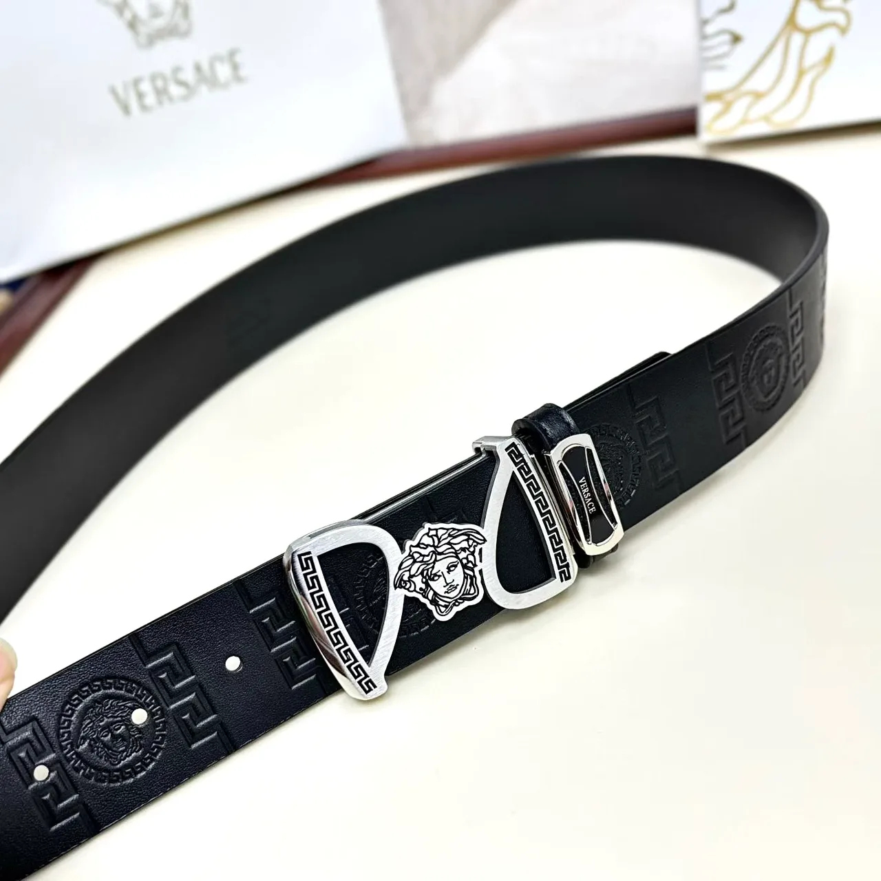 Versace Medusa Buckle Belt in Black · view 4