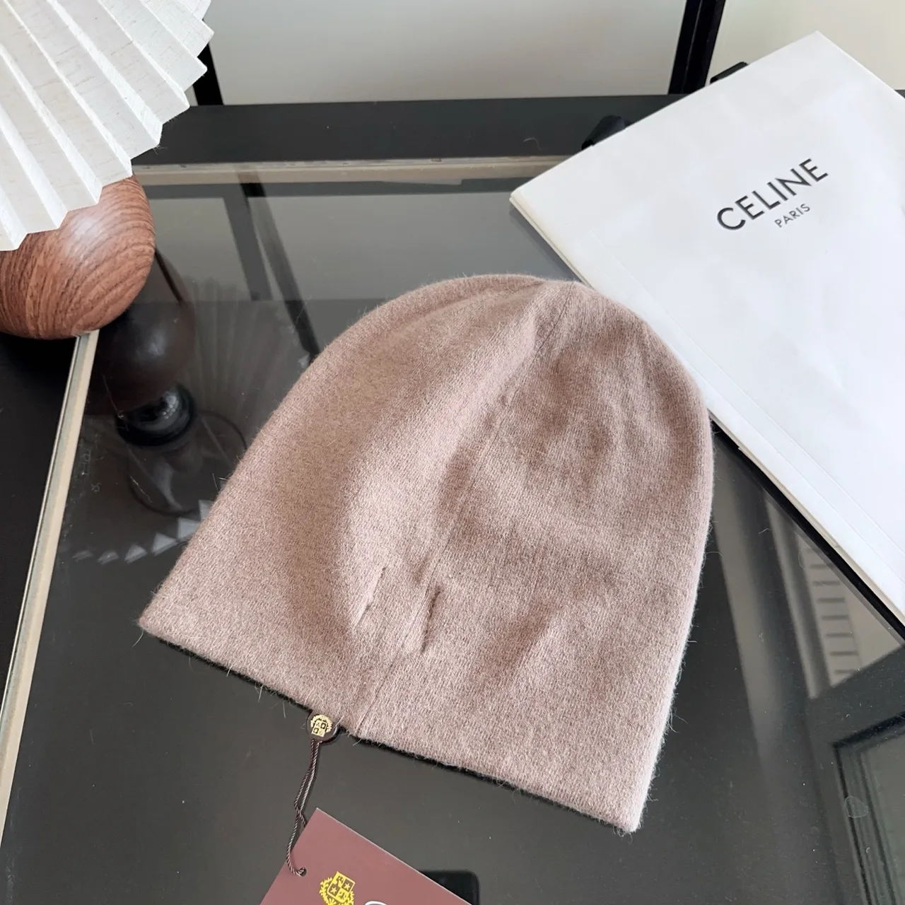 Celine Smooth Beanie in Brown · view 7