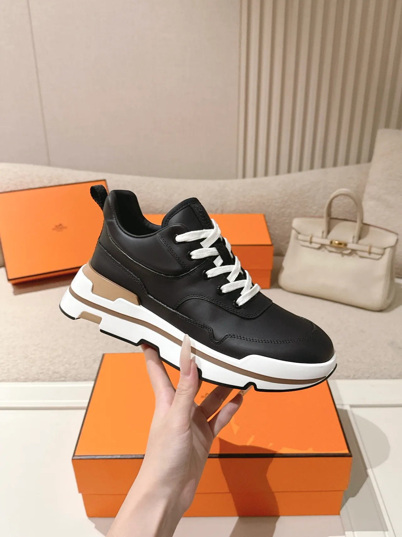 Hermes Calfskin Sneakers in Black · view 5