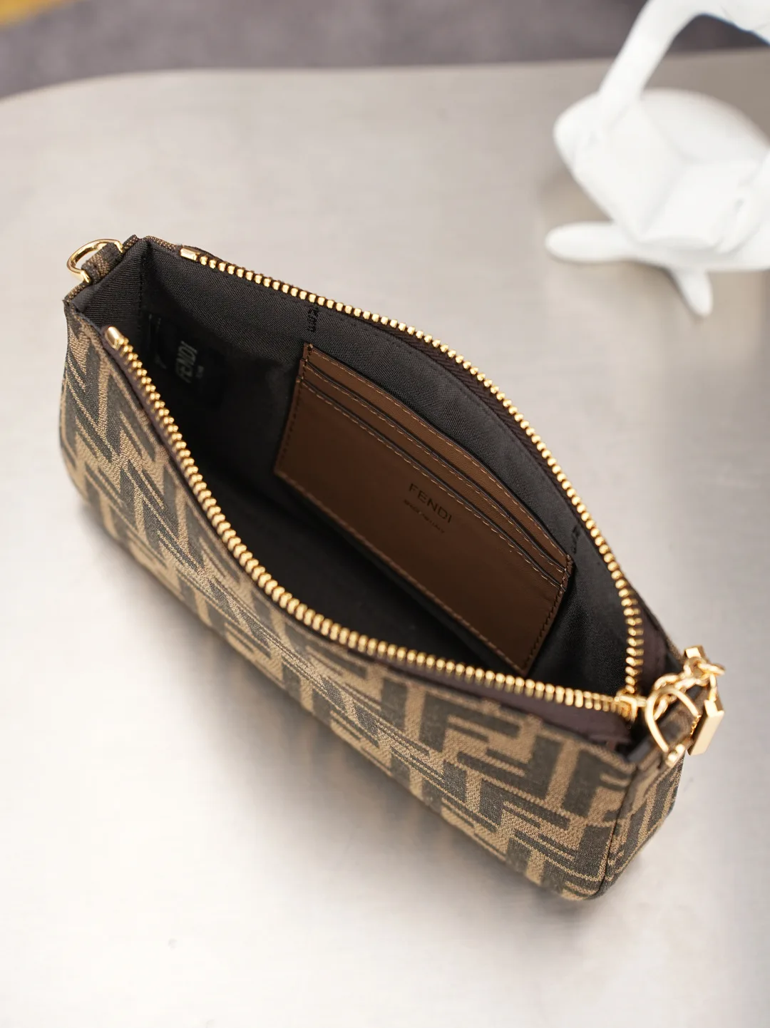 Fendi Baguette Denim Clutch in Brown · view 8