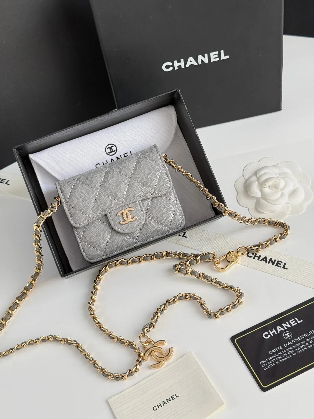 Chanel Quilted Wallet in Grey · view 1