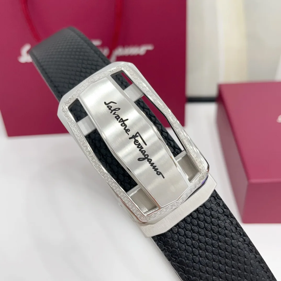 Ferragamo Calfskin Belt in Black · view 2