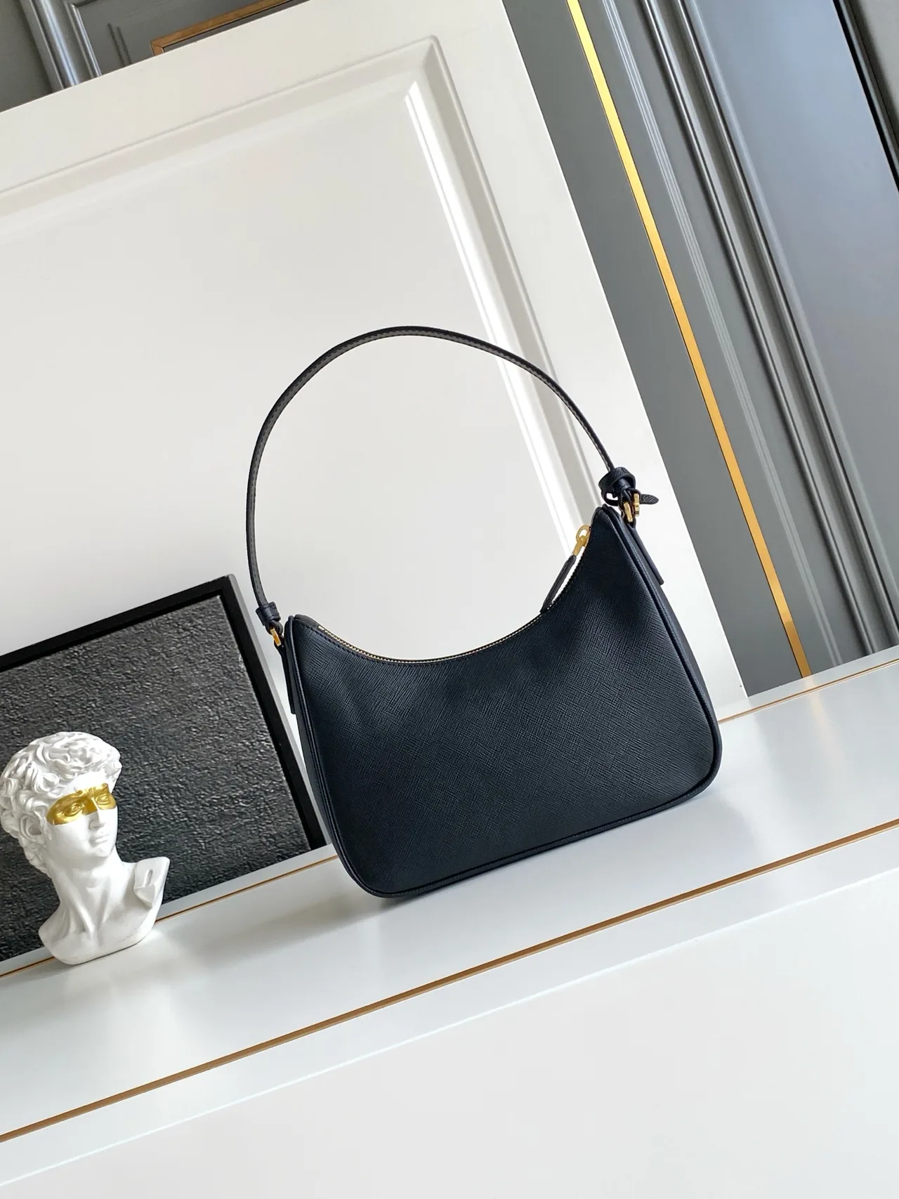Prada Re-Edition 2005 Saffiano Leather Shoulder Bag in Black · view 2