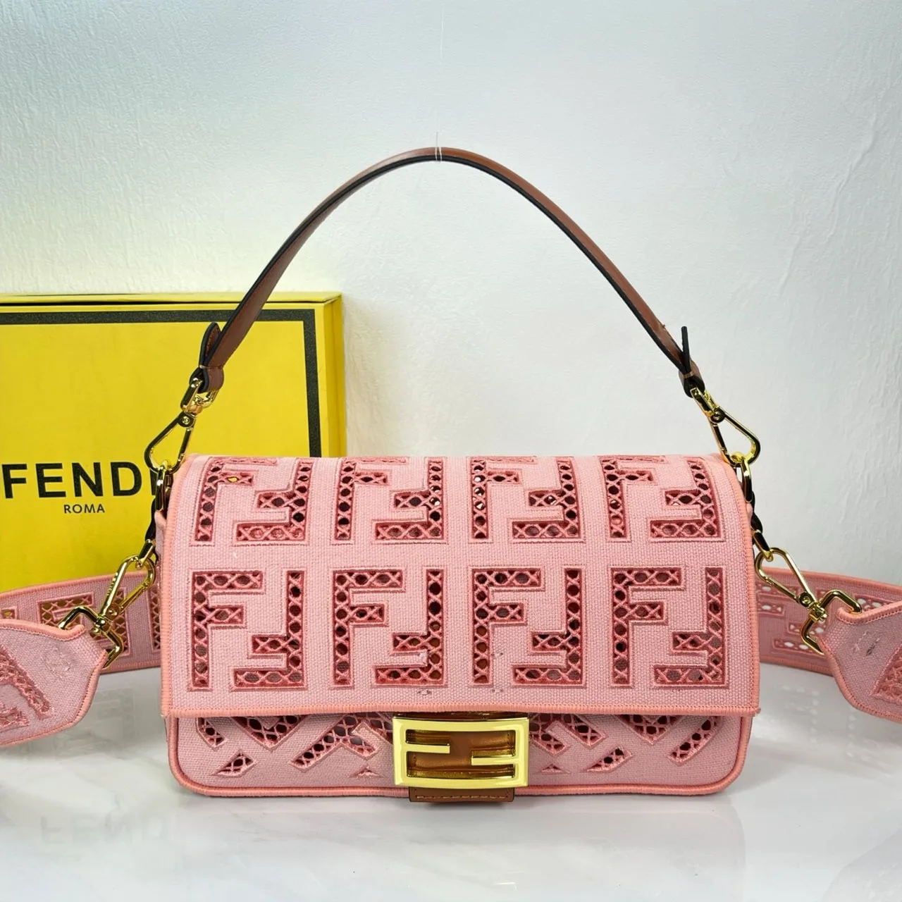 Fendi Canvas Smooth Handbag in Pink · view 1