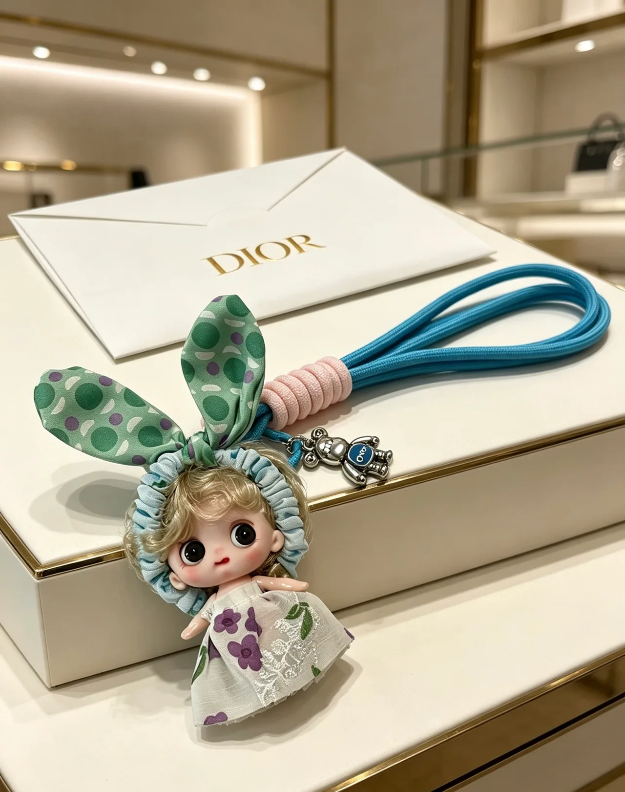 Dior Bunny Doll Bag Charm in Green · view 5