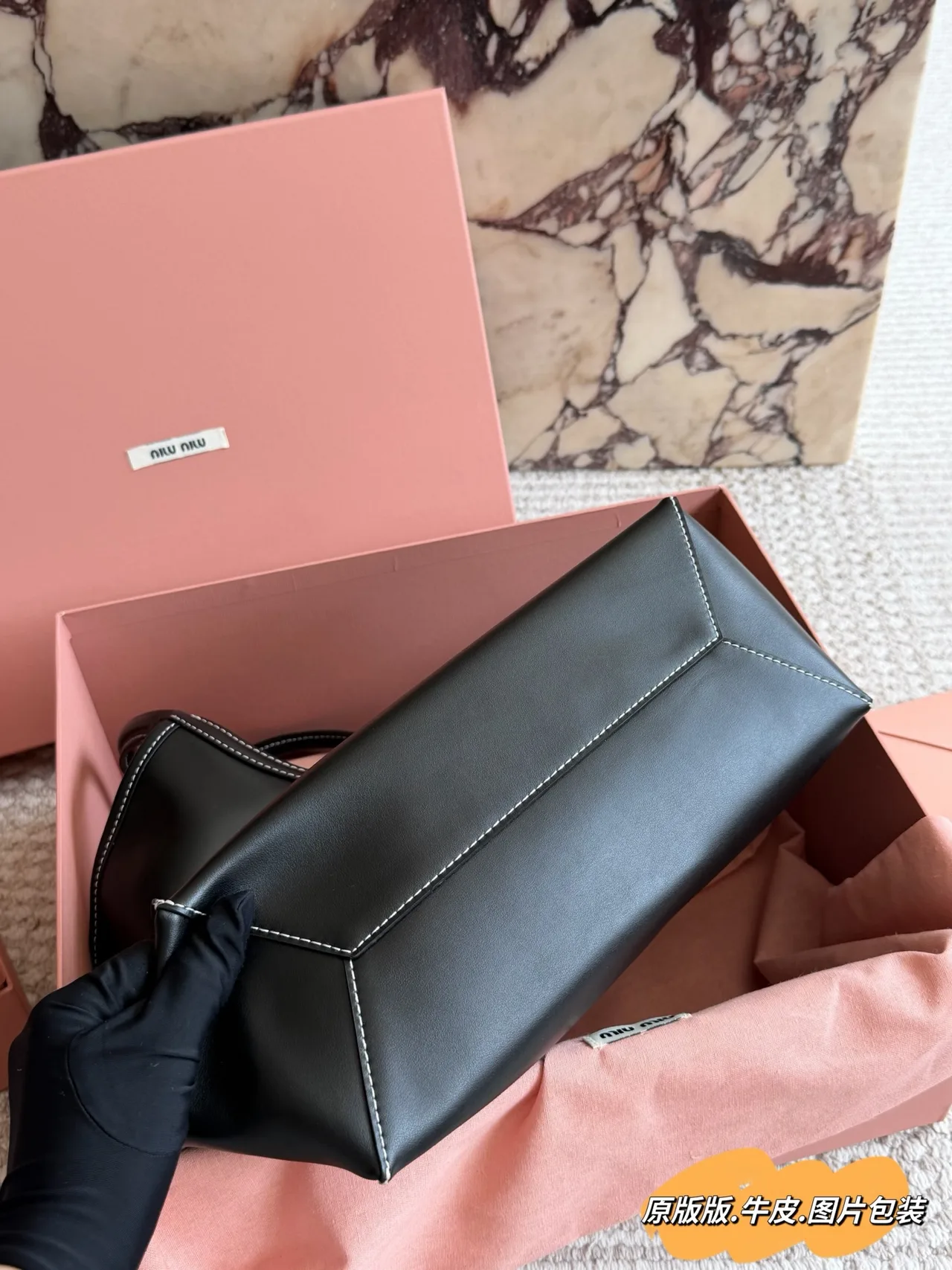 Miu Miu Cowhide Tote in Black · view 7