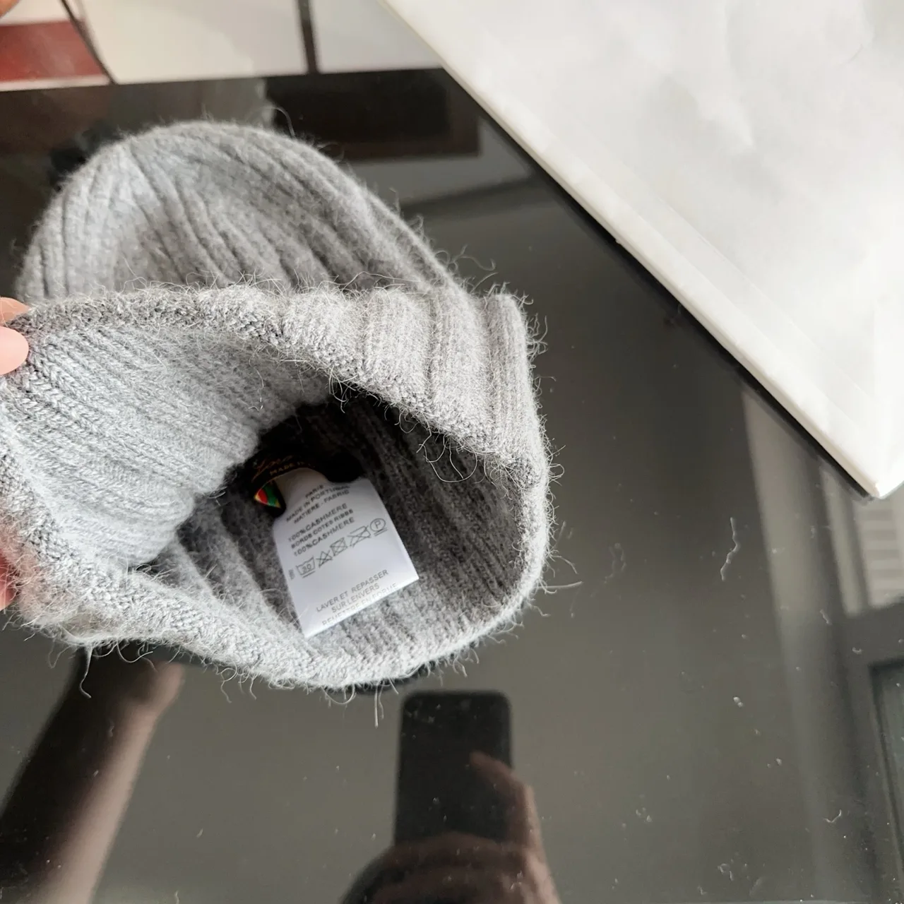 Celine Beanie in Grey & White & Black & Pink · view 7