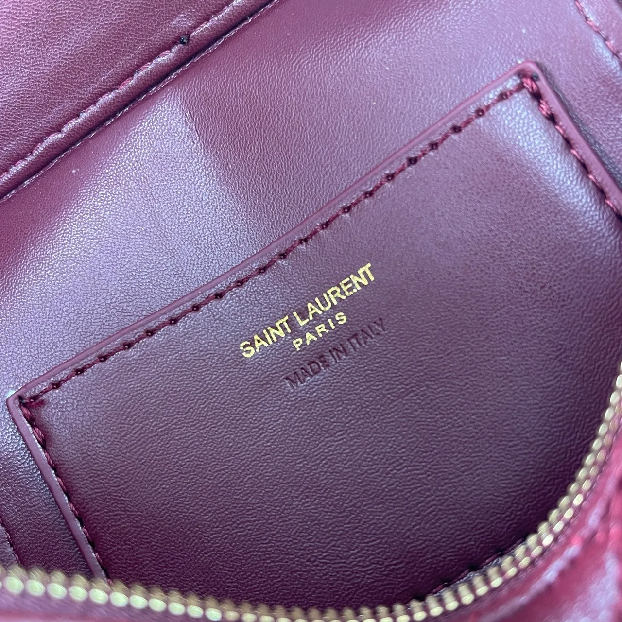 Saint Laurent Quilted Crossbody Bag in Burgundy · view 8