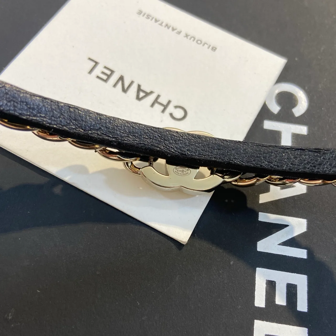 Chanel Lambskin Chain Headband in Black · view 5