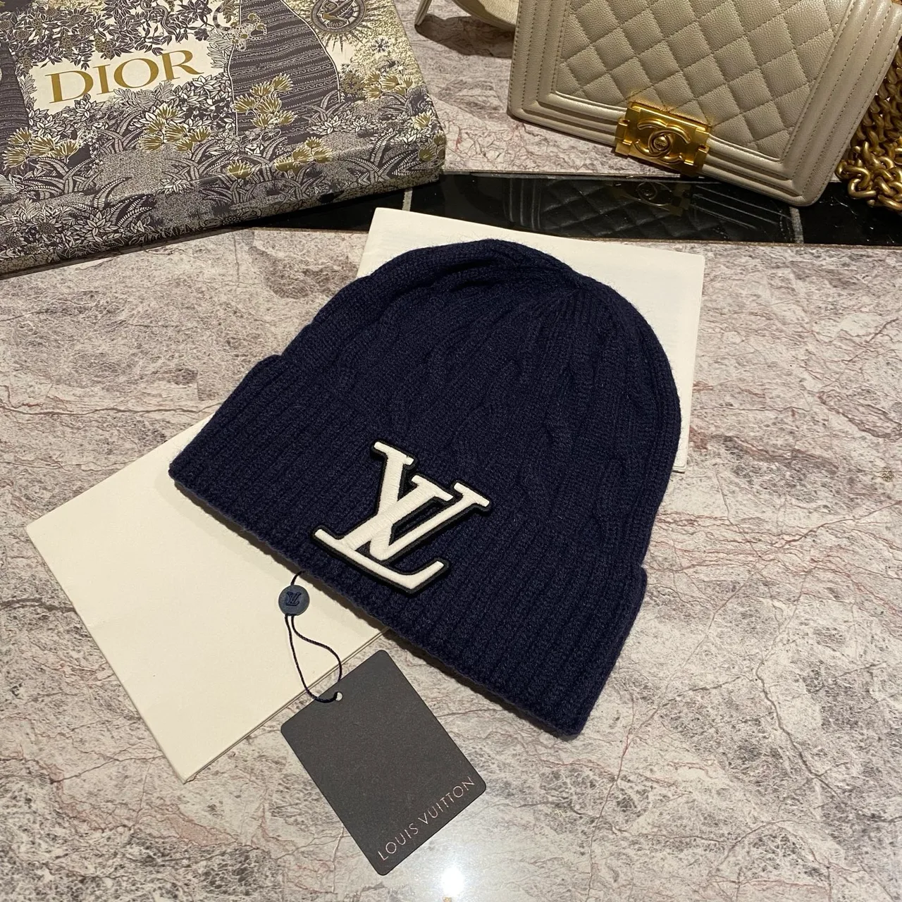 Louis Vuitton Cable Beanie in Pink & Burgundy & Grey & Blue & Beige & White & Brown & Black · view 4