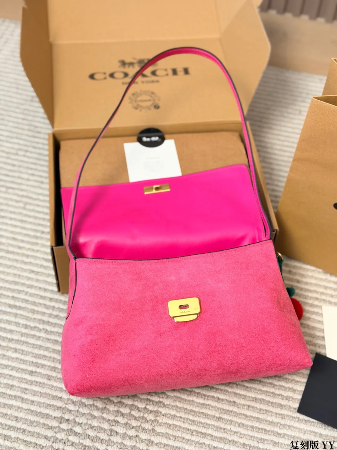 Coach Suede Clutch in Pink · view 7
