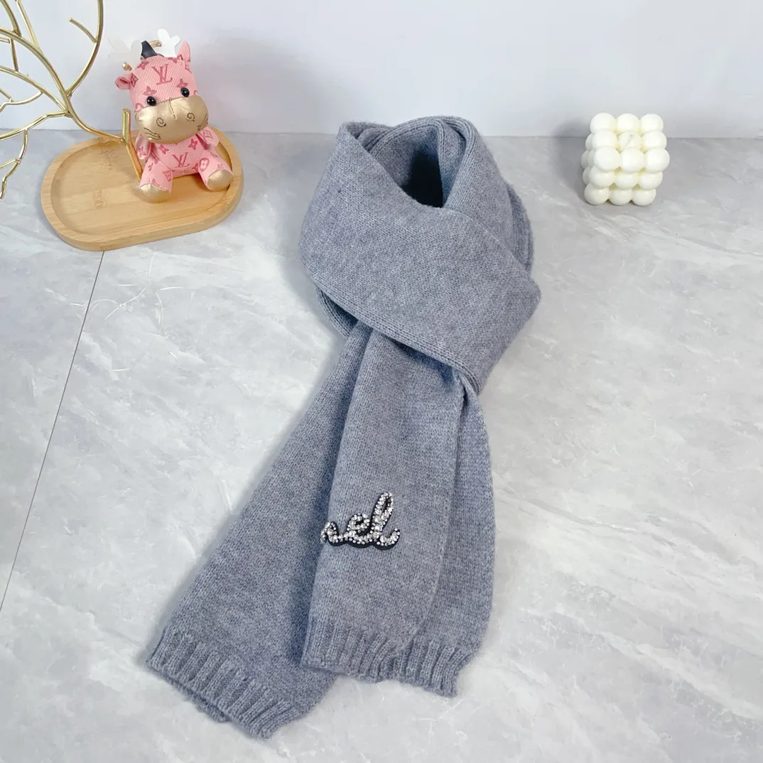 Chanel Wool Embroidered Beanie and Scarf Set in Grey · view 5