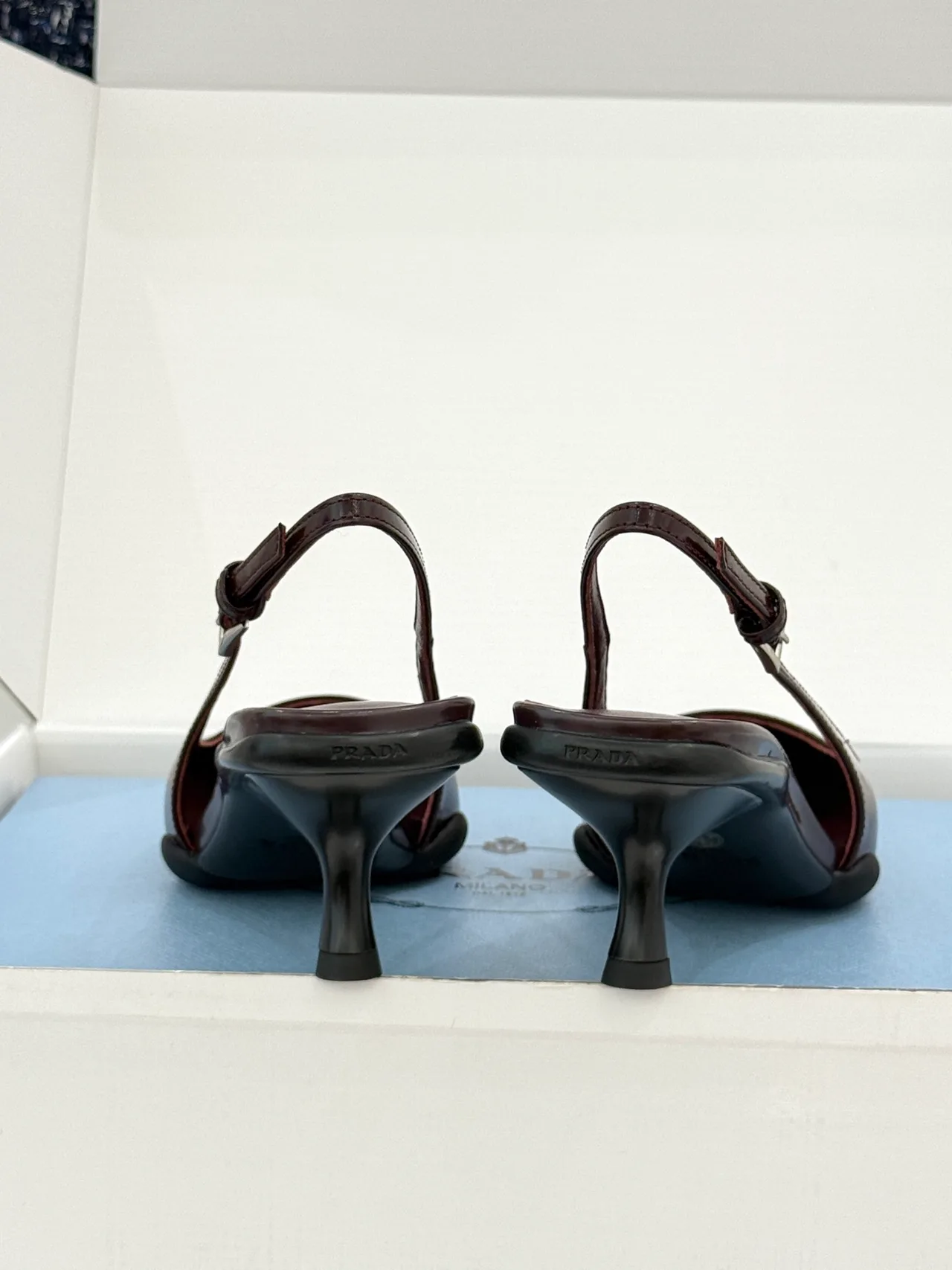 Prada Pointed Slingback Pumps in Burgundy · view 6