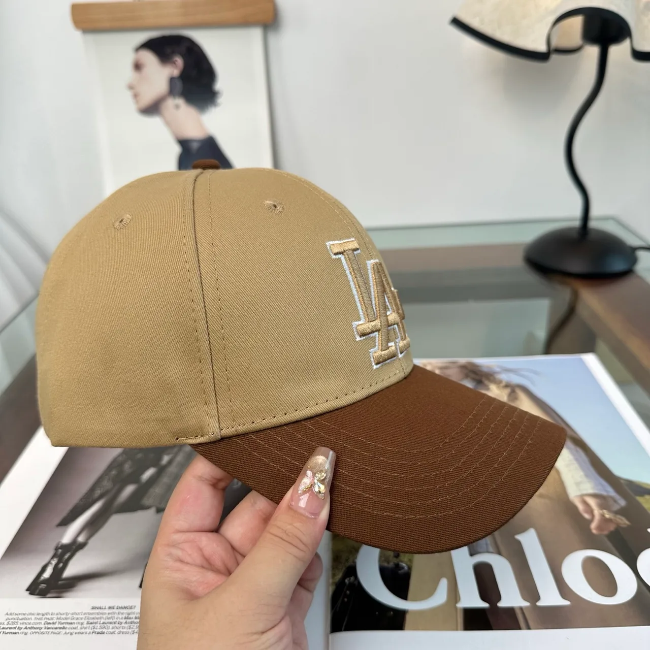 LA Letter Colorblock Baseball Cap in Brown · view 6
