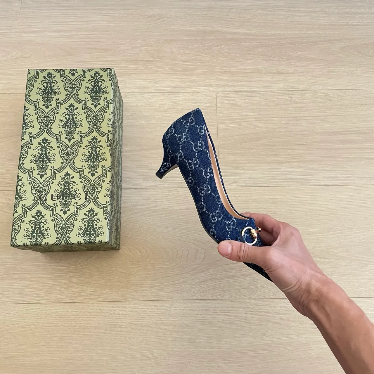 Gucci Monogram Kitten Heel Pumps in Blue · view 8
