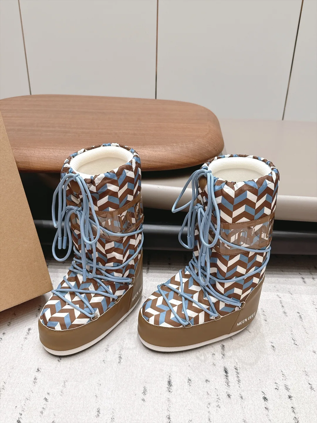 Moon Boot Woven Chevron Snow Boots in Brown · view 2
