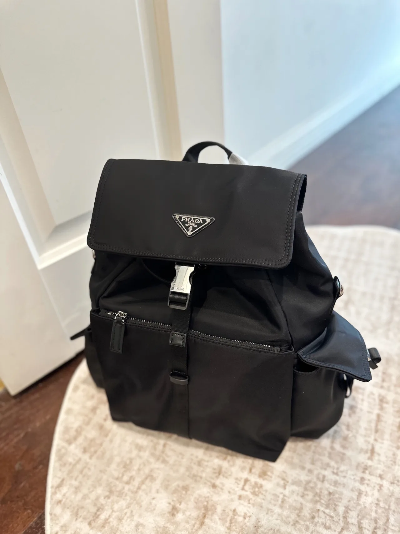 Prada Cowhide Nylon Backpack in Black · view 1