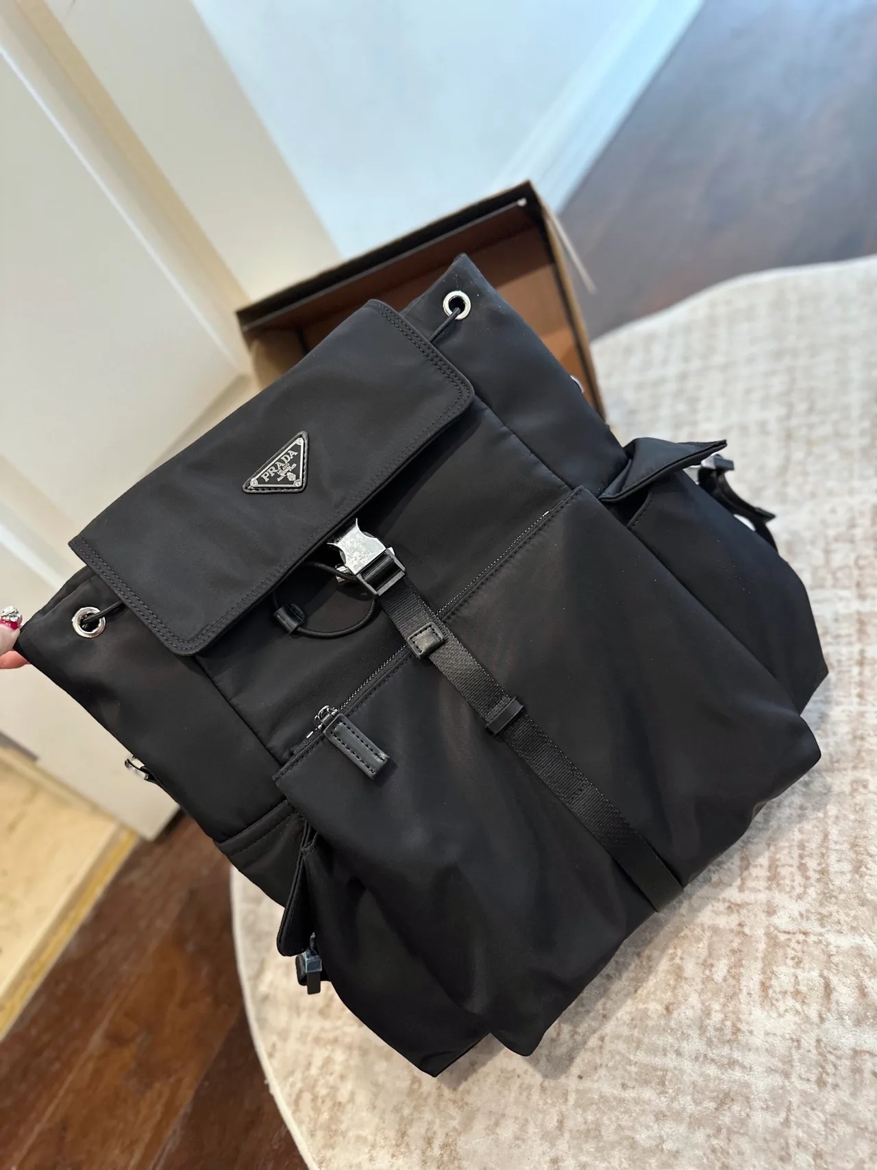 Prada Cowhide Nylon Backpack in Black · view 5