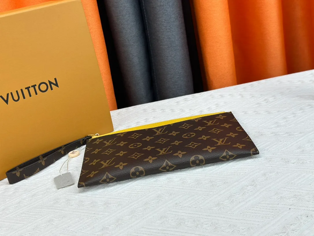 Louis Vuitton Calfskin Wristlet Pouch in Brown · view 4