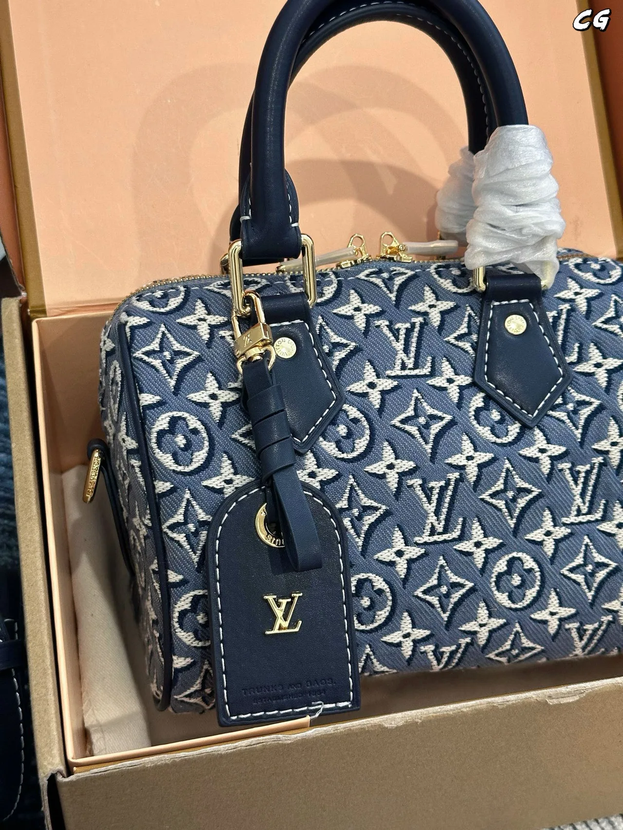 Louis Vuitton Canvas Denim Monogram Glossy Top-Handle Bag in Blue · view 6