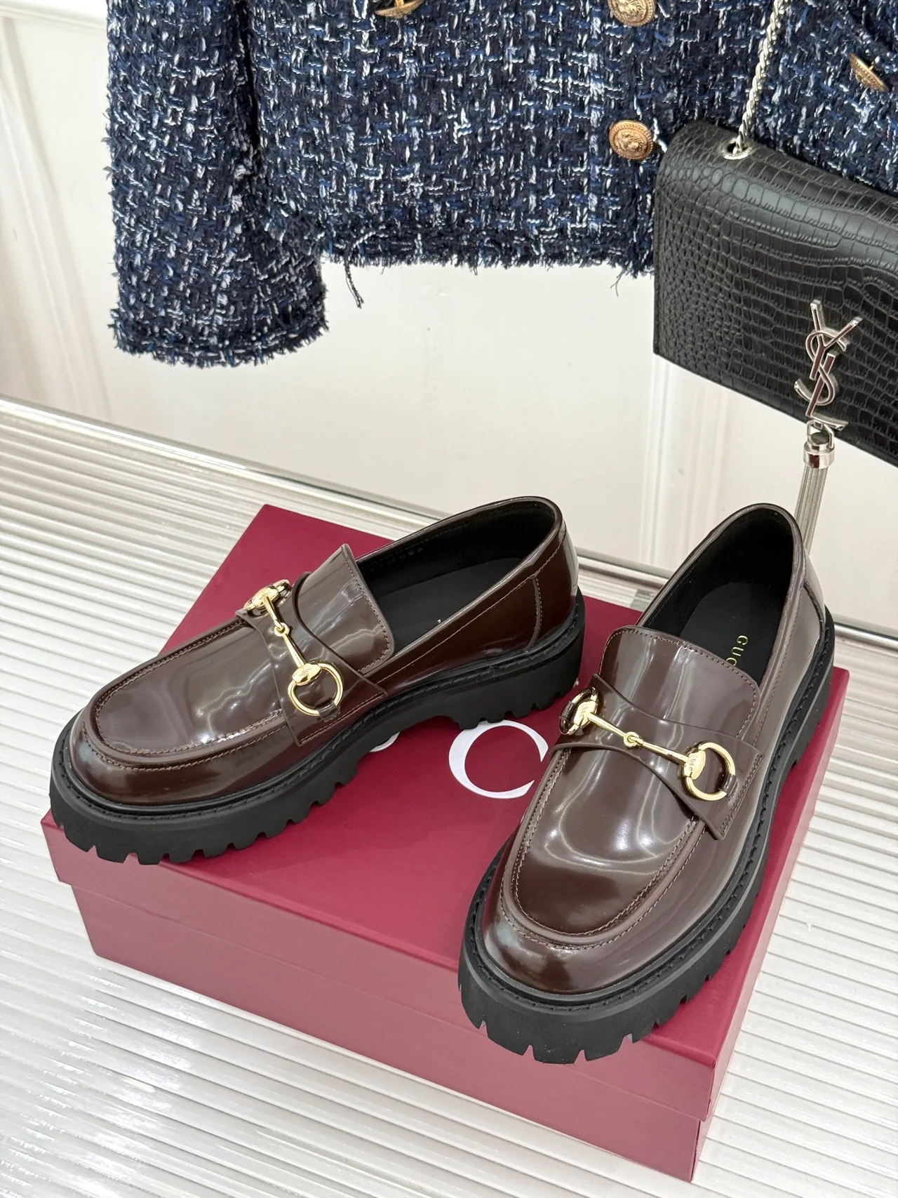 Gucci Horsebit Lug Loafers in Brown · view 2